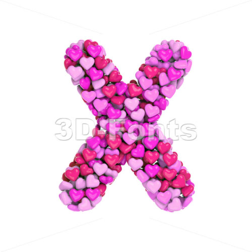 Love character X - Upper-case 3d letter - 3d-fonts