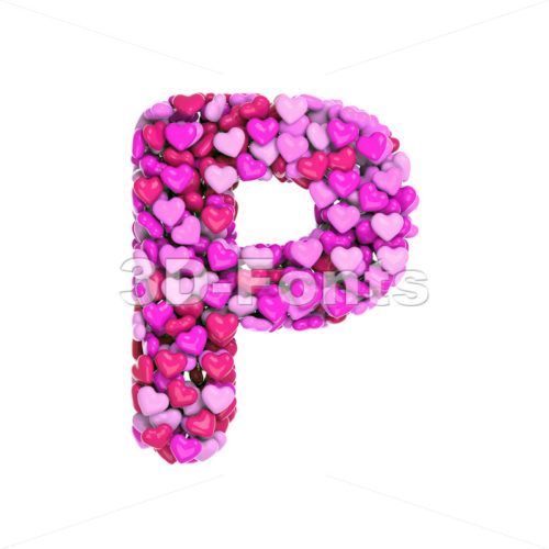 Upper-case love character P - Capital 3d font - 3d-fonts