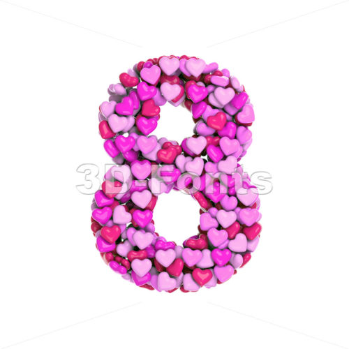 Valentine digit 8 - 3d number - 3d-fonts