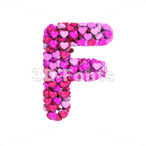 Valentine letter F - Upper-case 3d font - 3d-fonts