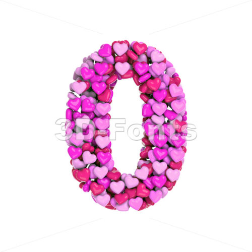 Valentine number 0 - 3d digit - 3d-fonts