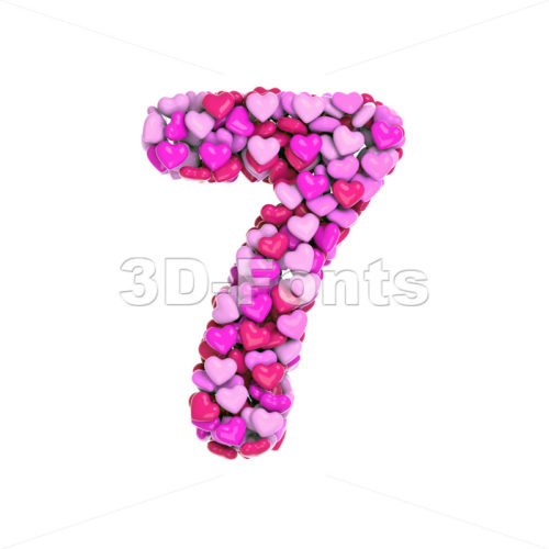 Valentine number 7 - 3d digit - 3d-fonts