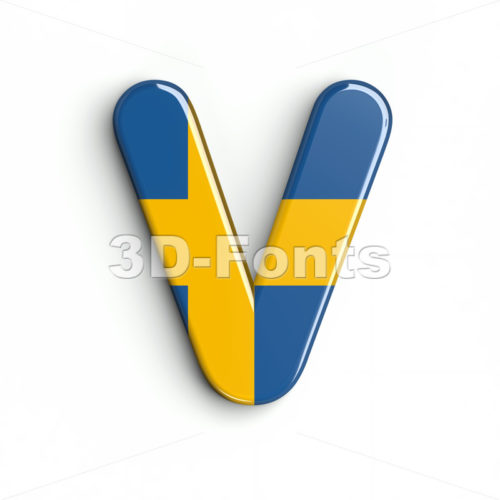 Capital sweden letter V - Upper-case 3d character - 3d-fonts