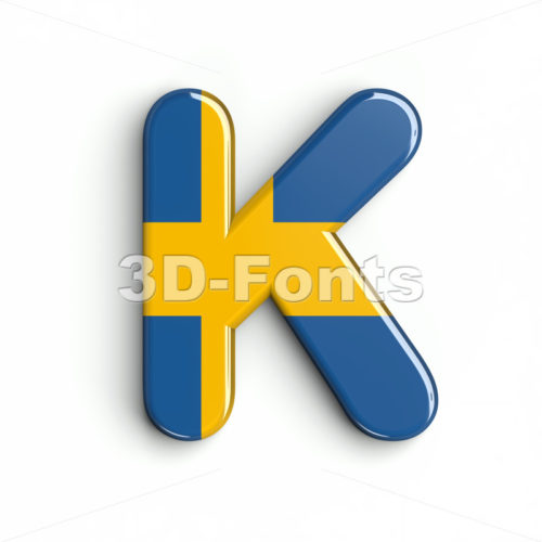 Uppercase sweden letter K - Capital 3d font - 3d-fonts