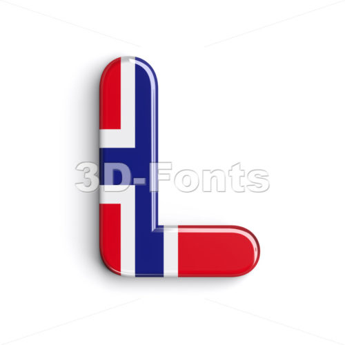 norwegian flag font L - Capital 3d character