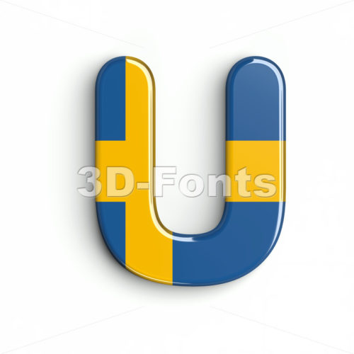 sweden letter U - Capital 3d font - 3d-fonts