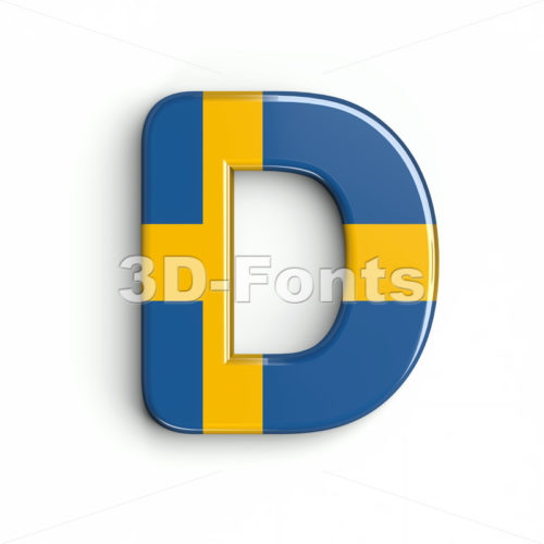 swedish flag font D - Capital 3d character - 3d-fonts