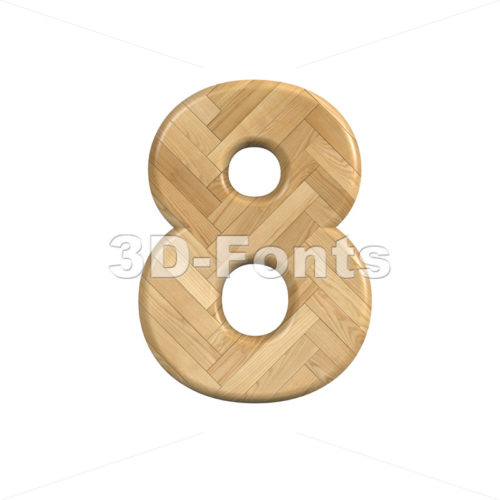 Ash wood digit 8 - 3d number - 3d-fonts