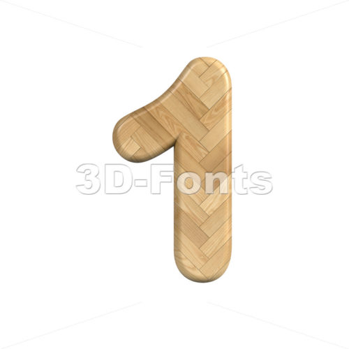 Ash wood number 1 - 3d digit - 3d-fonts