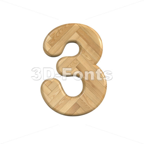 Ash wood number 3 - 3d digit - 3d-fonts