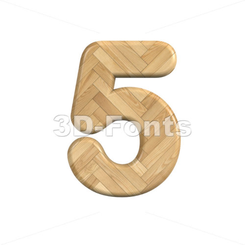 Ash wood number 5 - 3d digit - 3d-fonts