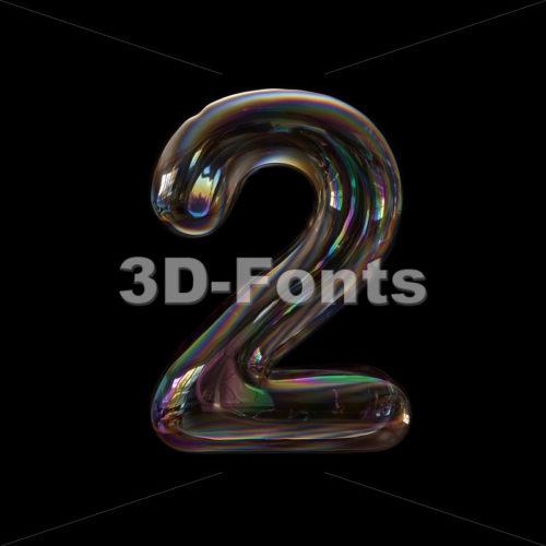 bubble digit 2 - 3d number - 3d-fonts