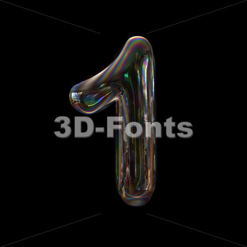 bubble number 1 - 3d digit - 3d-fonts