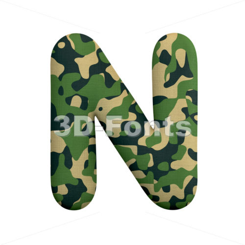 camo font N - Capital 3d letter - 3d-fonts