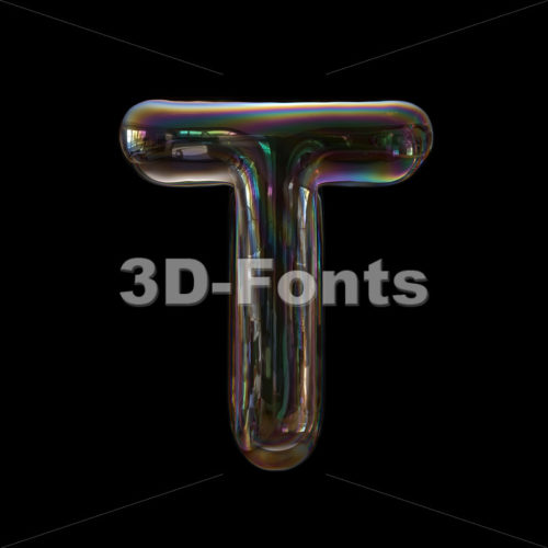 soap bubble character T - Uppercase 3d letter - 3d-fonts