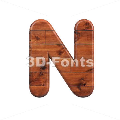 wood font N - Capital 3d letter - 3d-fonts