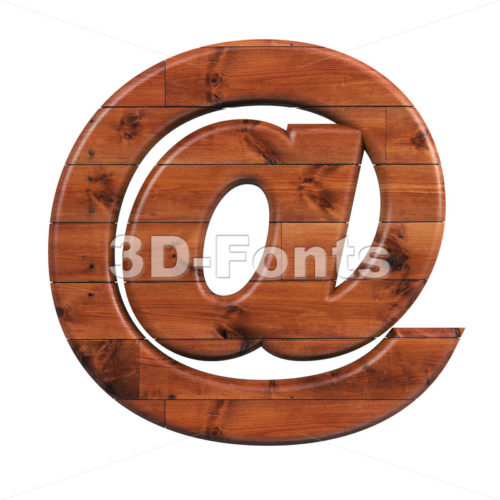 wooden at-sign - 3d arobase symbol - 3d-fonts