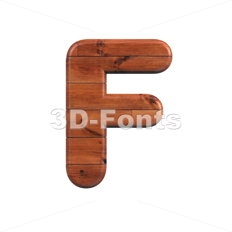 wooden letter F | Upper-case font on white background