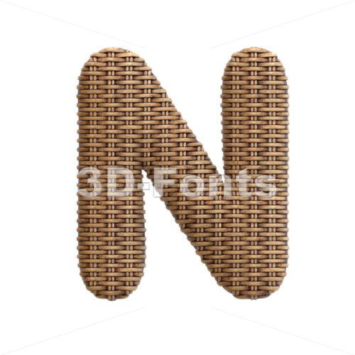 rattan font N - Capital 3d letter - 3d-fonts