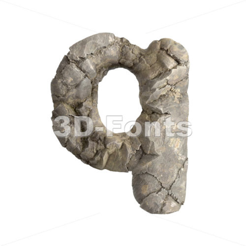 rock alphabet font Q - Lower-case 3d letter