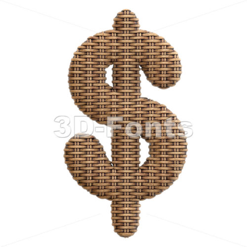 wicker dollar currency sign - 3d money symbol - 3d-fonts