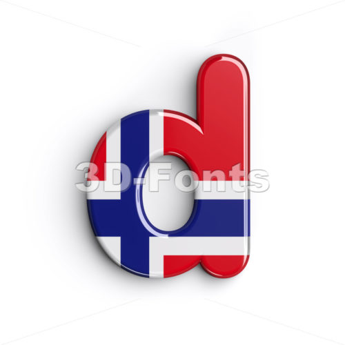 flag of Norway alphabet letter D - Lowercase 3d font