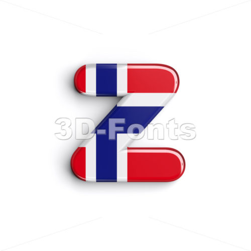 norwegian flag 3d character Z - Lower-case 3d font