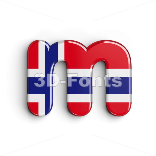 norwegian flag 3d font M - Lowercase 3d letter