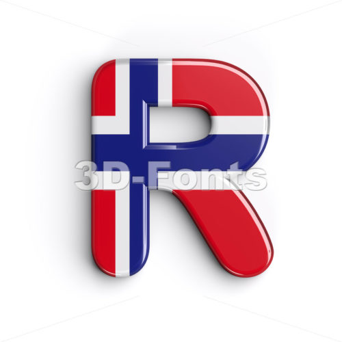 norwegian flag letter R - Uppercase 3d font