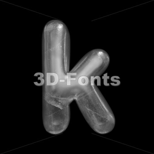 Lower-case icy character K - Small 3d letter