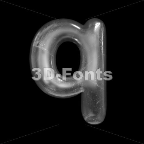 frozen alphabet font Q - Lower-case 3d letter