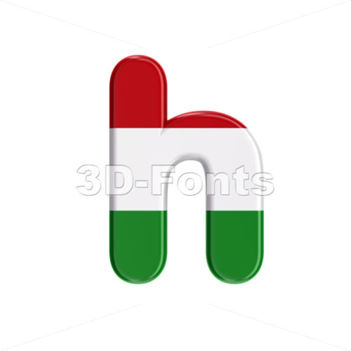 hungarian flag font H - Lower-case 3d letter