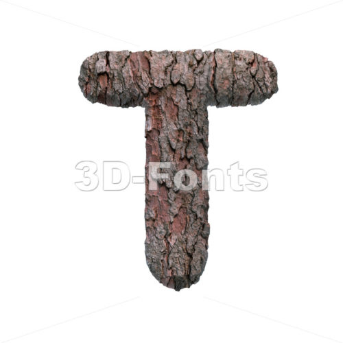 tree bark character T - Uppercase 3d letter