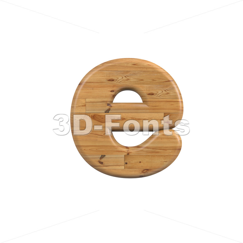 Plank 3d Character E Lower Case Letter On White Background