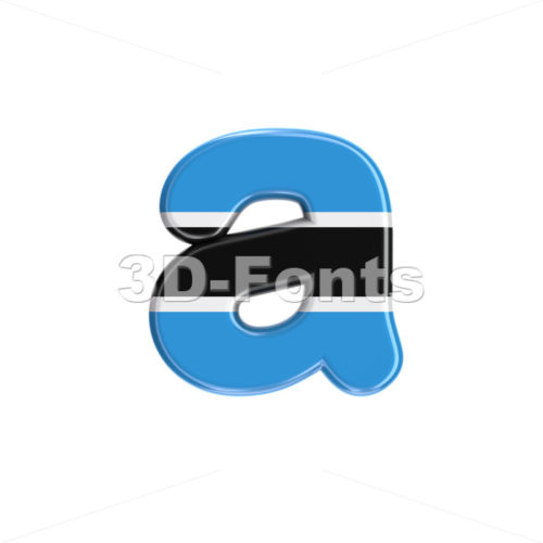 Botswana flag font A - Lowercase 3d letter - 3D Fonts Collections | Top Quality Letters, Numbers and Symbols !