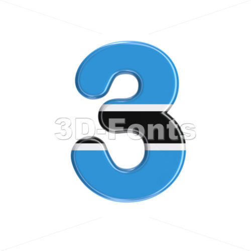 Botswana flag digit 3 -  3d number - 3D Fonts Collections | Top Quality Letters, Numbers and Symbols !