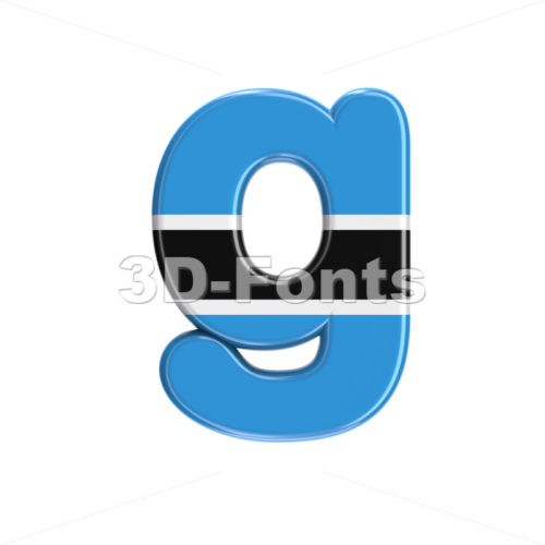 Lowercase Botswana flag font G - Small 3d character - 3D Fonts Collections | Top Quality Letters, Numbers and Symbols !