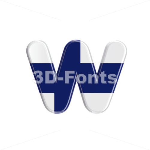 Finnish alphabet letter W - Lower-case 3d character - 3D Fonts Collections | Top Quality Letters, Numbers and Symbols !