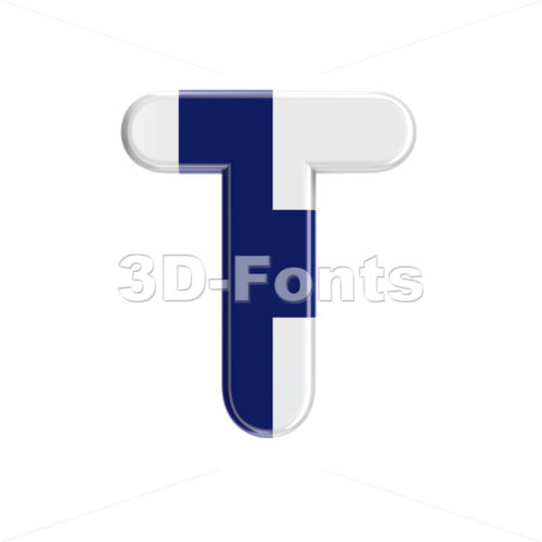 finnish flag character T - Uppercase 3d letter - 3D Fonts Collections | Top Quality Letters, Numbers and Symbols !