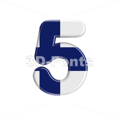 Flag of Finland digit 5 -  3d number - 3D Fonts Collections | Top Quality Letters, Numbers and Symbols !