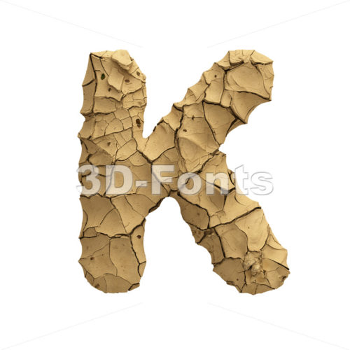 Uppercase Soil clay letter K - Capital 3d font - 3D Fonts Collections | Top Quality Letters, Numbers and Symbols !