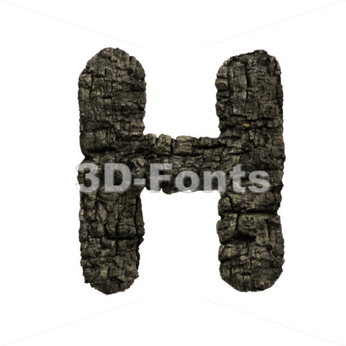 burnt wood 3d letter H - Upper-case 3d character - 3D Fonts Collections | Top Quality Letters, Numbers and Symbols !