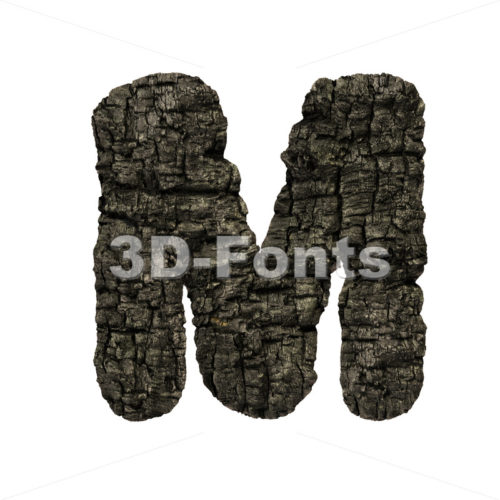 charred wood character M - Capital 3d letter - 3D Fonts Collections | Top Quality Letters, Numbers and Symbols !