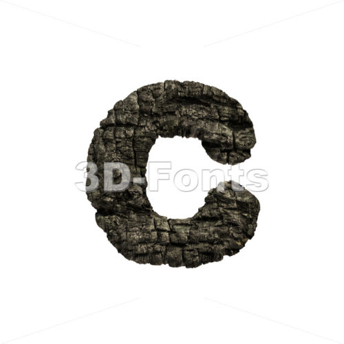 Small burnt wood font C - Lowercase 3d character - 3D Fonts Collections | Top Quality Letters, Numbers and Symbols !