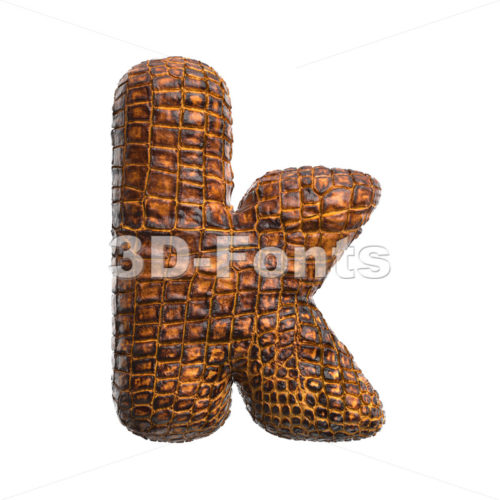 Lower-case alligator skin character K - Small 3d letter - 3D Fonts Collections | Top Quality Letters, Numbers and Symbols !