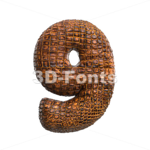 crocodile digit 9 -  3d number - 3D Fonts Collections | Top Quality Letters, Numbers and Symbols !