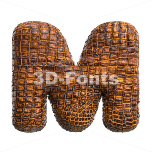 crocodile leather character M - Capital 3d letter - 3D Fonts Collections | Top Quality Letters, Numbers and Symbols !