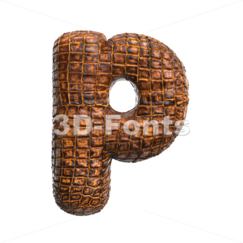 crocodile leather character P - Lowercase 3d font - 3D Fonts Collections | Top Quality Letters, Numbers and Symbols !