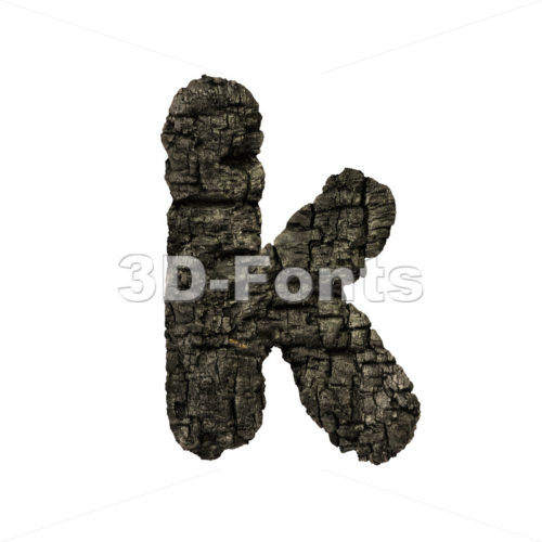 Lower-case wood coal character K - Small 3d letter - 3D Fonts Collections | Top Quality Letters, Numbers and Symbols !