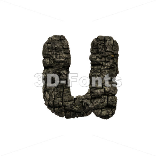 charred wood alphabet character U - Small 3d letter - 3D Fonts Collections | Top Quality Letters, Numbers and Symbols !